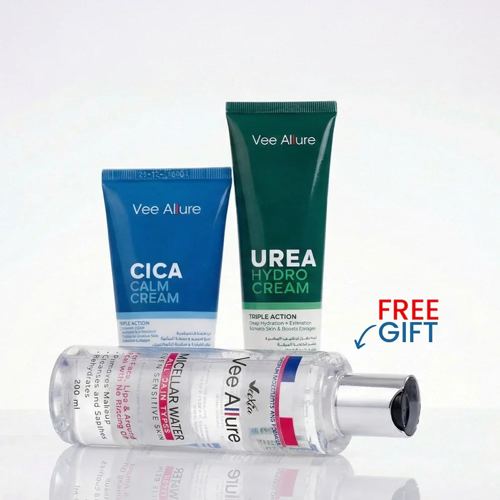 Complete Care Bundle for dry and sensitive skin with hydration, soothing cream, and gentle cleansing products
