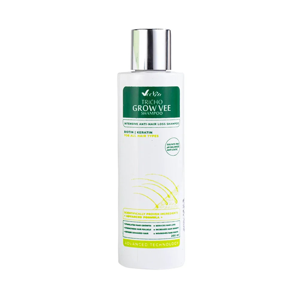 Tricho Grow Vee Anti Hair Loss Shampoo for stronger, fuller hair with natural oils and gentle cleansing formula